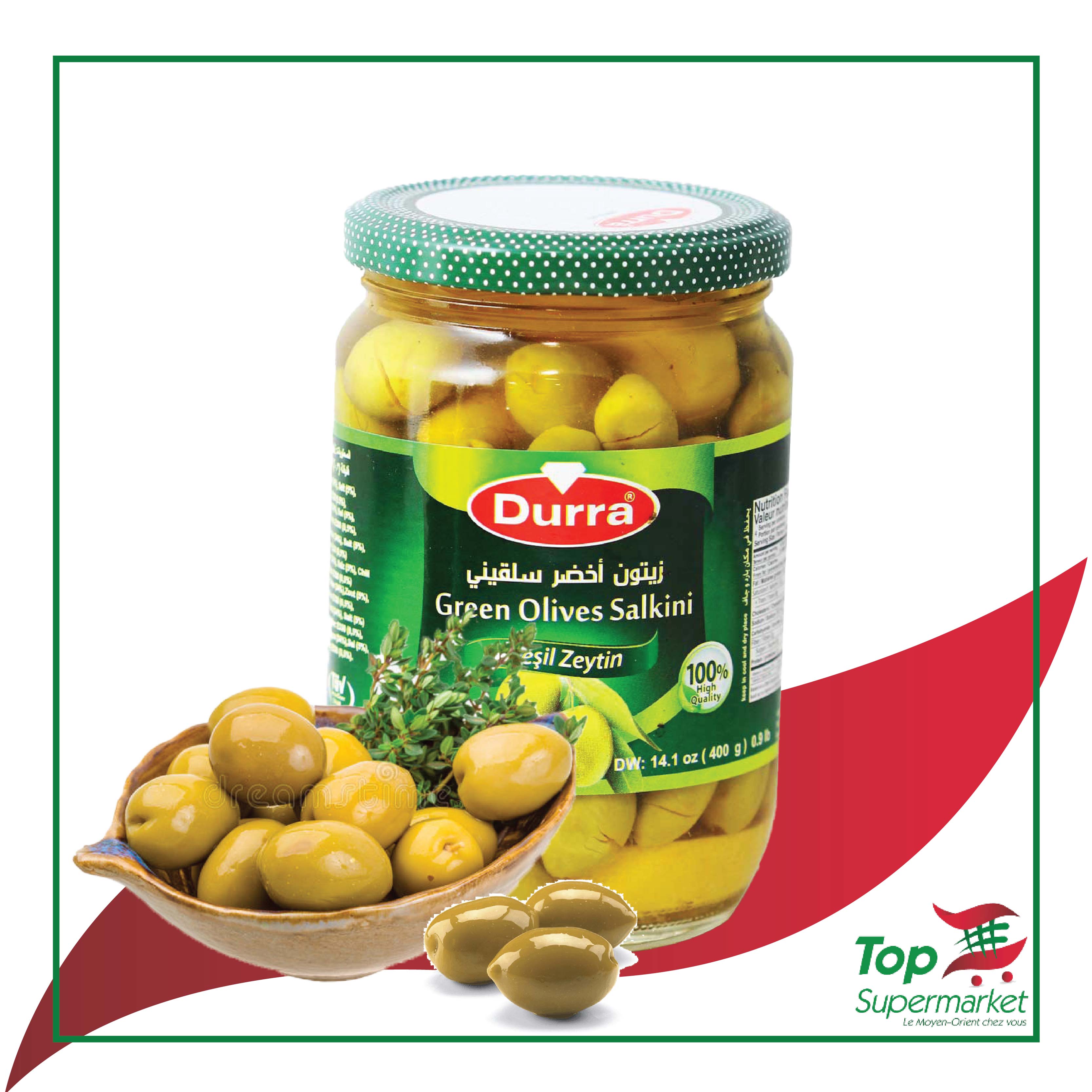 Durra Green Olives Salkini (Glas) 650gr